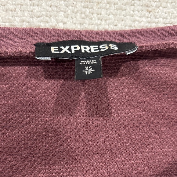 Express | Plum Ruffle Sleeve Top - Picture 2 of 3